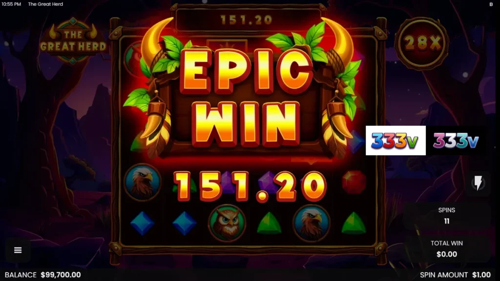 Pemandangan sabana Afrika yang megah dengan simbol kerbau di slot The Great Herd