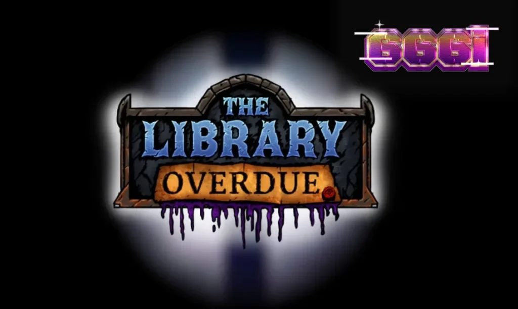 Tampilan visual slot The Library Overdue dengan nuansa perpustakaan gotik yang gelap